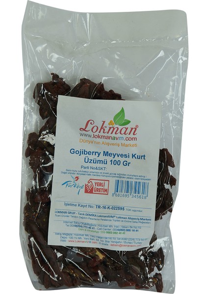 Doğal Gojiberry Meyvesi Kurt Üzümü 100 gr Paket