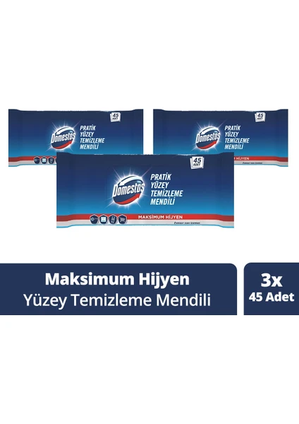 Maksimum Hijyen Sağlayan Pratik Yüzey Temizleme Mendili 3'lü Set