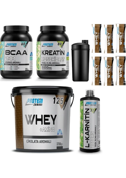 Protein Zamanı Whey Protein Tozu 3750 gr Bcaa Kreatin Lkarnitin Kombinasyonu