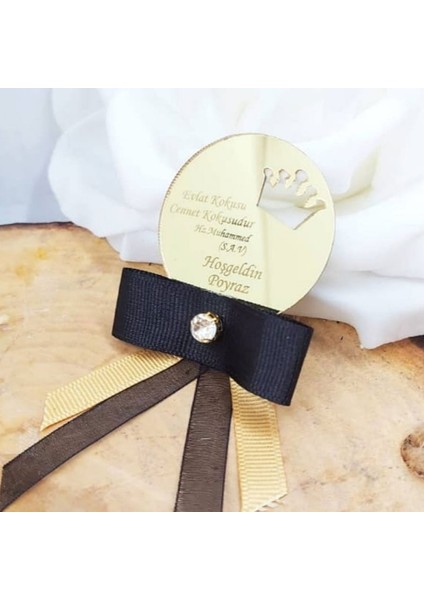 30 Adet Yuvarlak Taç Desenli Taşlı Pleksi Bebek Si