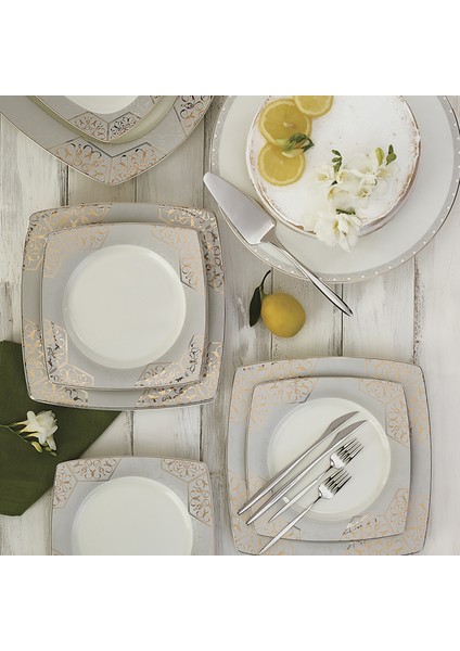 Rhona Gold Cream 60 Parça 12 Kişilik Yemek Takımı