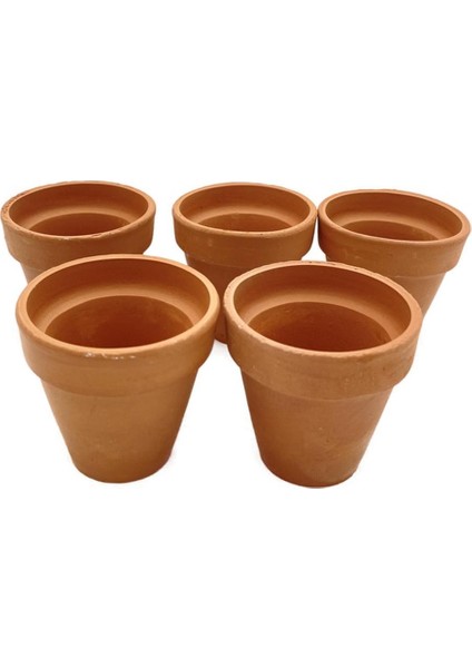 5 Adet El Yapımı 6 cm Terracotta Seramik Saksı (6cm x 6cm)