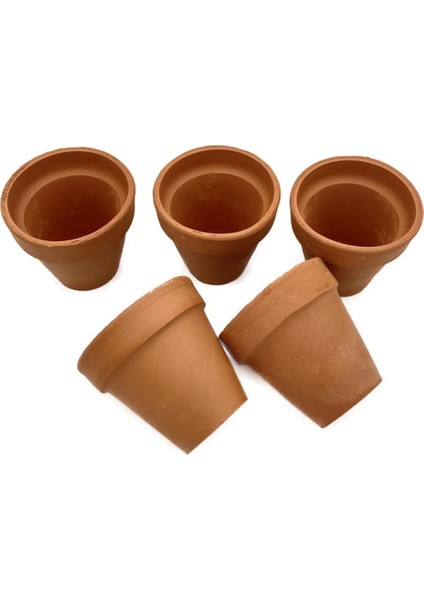 5 Adet El Yapımı 6 cm Terracotta Seramik Saksı (6cm x 6cm)