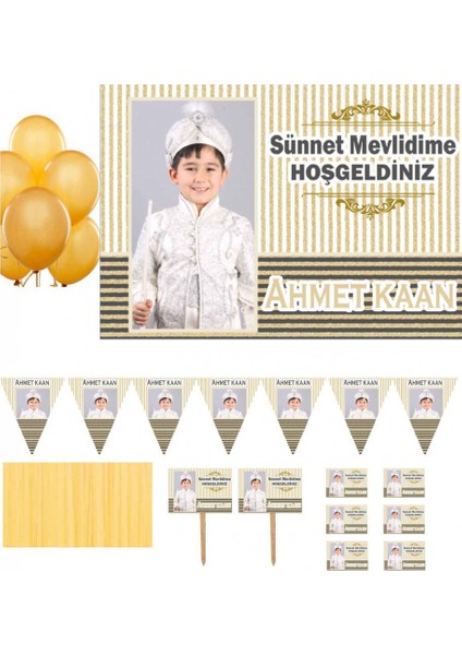 Altın Konsetp Sünnet Kişiye Özel Süsleme ve Magnet Seti HDTS144