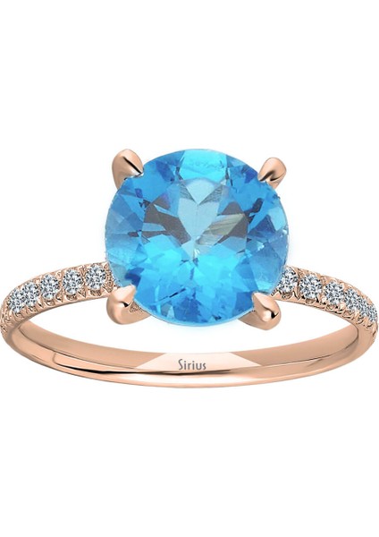Pırlanta ve Mavi Topaz Taşlı Mare Yüzük 0402R0024