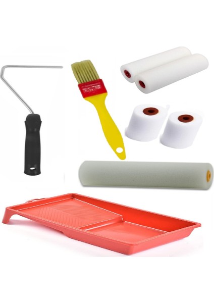 Sünger Rulo Fırça Boya Kabı Set 15CM Rulolu