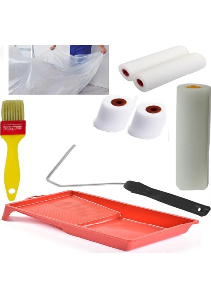 Sünger Rulo Fırça Boya Kabı Set 15CM Rulo Koruyucu Örtü