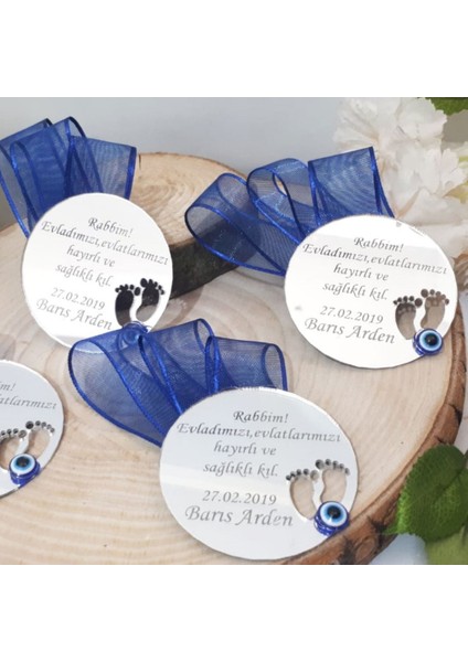 30 Adet Ayak Izli Gümüş Pleksi Bebek Şekeri