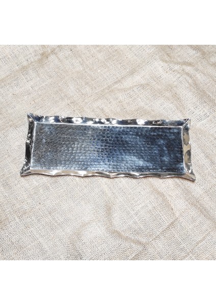 Bakır Dikdörtgen Kenarı Dalgalı Sunumluk 34 cm