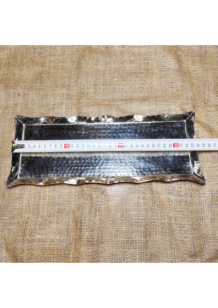 Bakır Dikdörtgen Kenarı Dalgalı Sunumluk 34 cm fiyatları