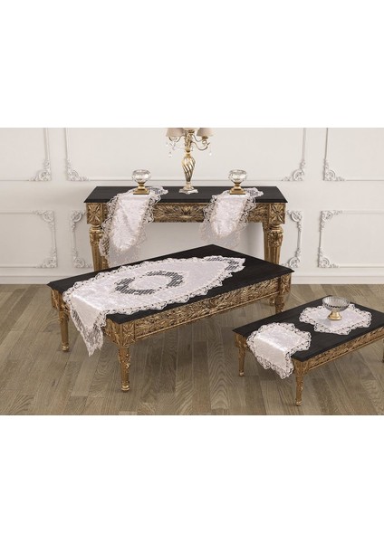 Pırlanta Salon Takımı 5 Parça Krem