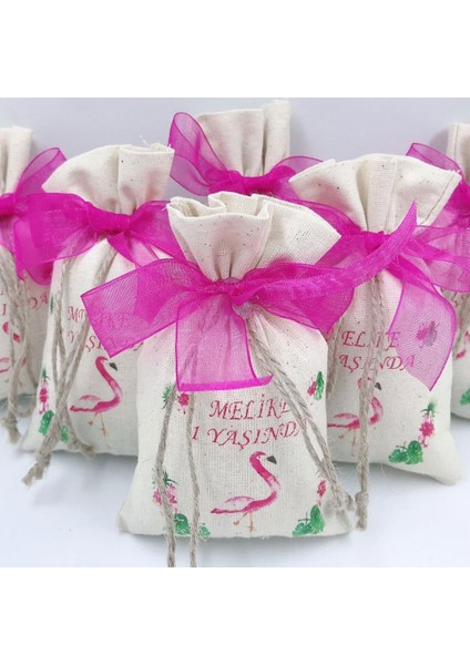 30 Adet Flamingo Baskılı Lavanta Kesesi Kız Bebek Şekeri , Doğum Günü Lik