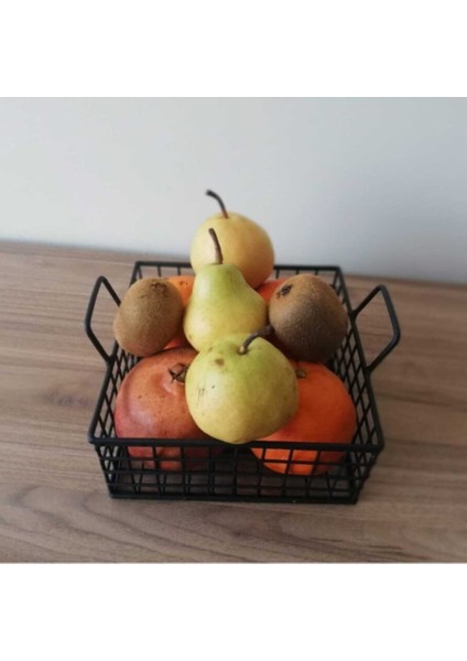 Metal Ekmek Sepeti Dekoratif Saklama Kabı Kare Model WD106