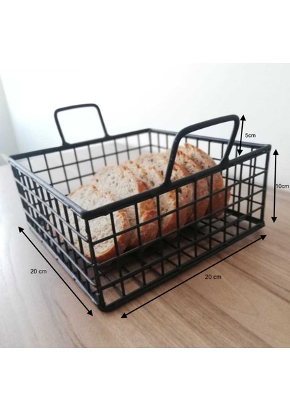 Metal Ekmek Sepeti Dekoratif Saklama Kabı Kare Model WD106 fiyatları