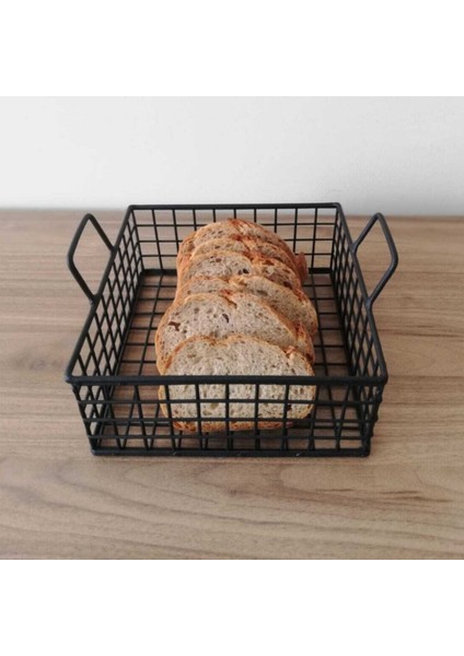 Metal Ekmek Sepeti Dekoratif Saklama Kabı Kare Model WD106 modelleri