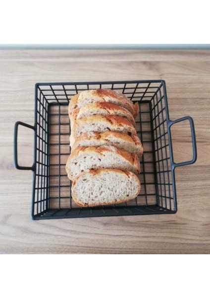 Metal Ekmek Sepeti Dekoratif Saklama Kabı Kare Model WD106 indirimleri