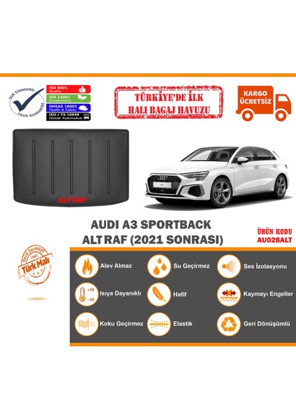 Öziş Audi A3 Sportback Alt Raf Halı Bagaj Havuzu (2021 Sonrası)