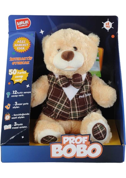 Türkçe Konuşan Prof Bobo Ayıcık Peluş Krem