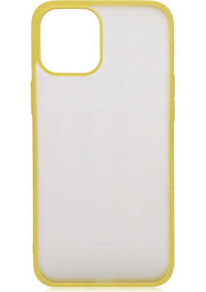 - Apple iPhone 12 Pro - Kılıf Arkası Buzlu İnce Mess Kapak - Sarı