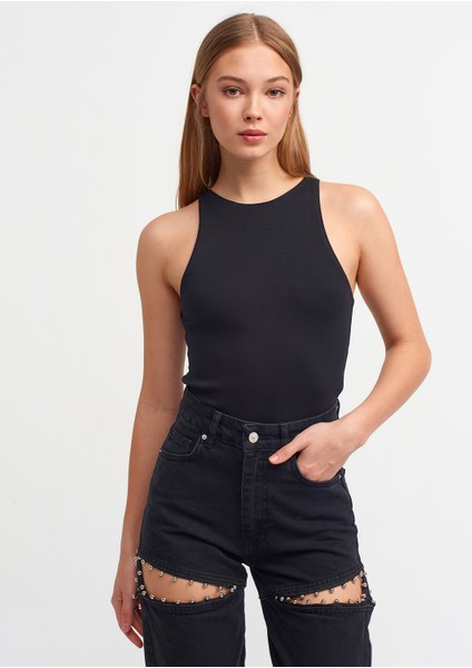 3694 Halter Yaka Tshirt-Siyah