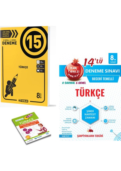 8. Sınıf LGS Türkçe 15 Deneme ve Nartest Türkçe 14 Deneme Sınavı - Yerim Seni LGS Türkçe