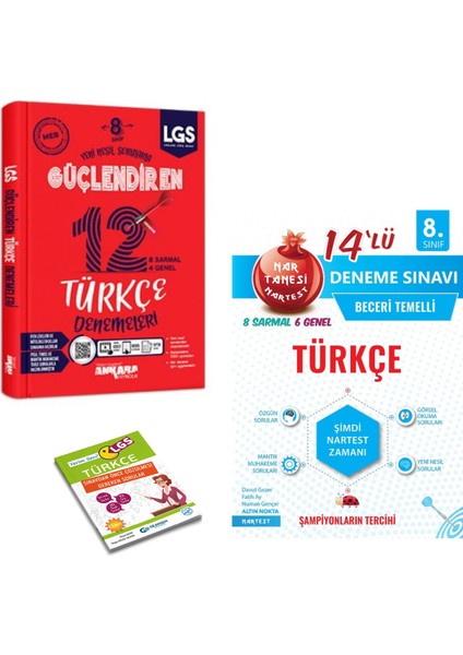 LGS Türkçe Güçlendiren Denemeler ve Nartest Türkçe 14 Deneme Sınavı + Yerim Seni LGS Türkçe