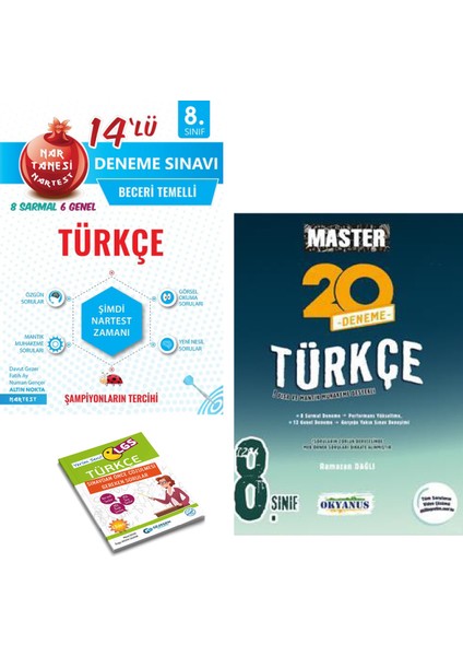 LGS 8. Sınıf Türkçe 14 Deneme ve Okyanus Master 20 Türkçe Denemesi + Yerim Seni LGS Türkçe