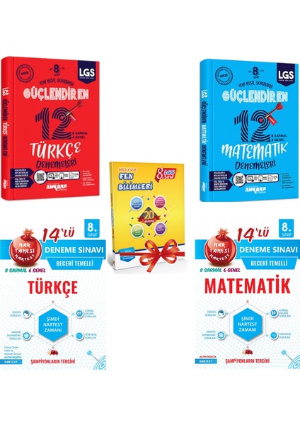 Güçlendiren ve Nartest 8.Sınıf LGS Türkçe - Matematik Deneme Seti + 20 Fen Deneme