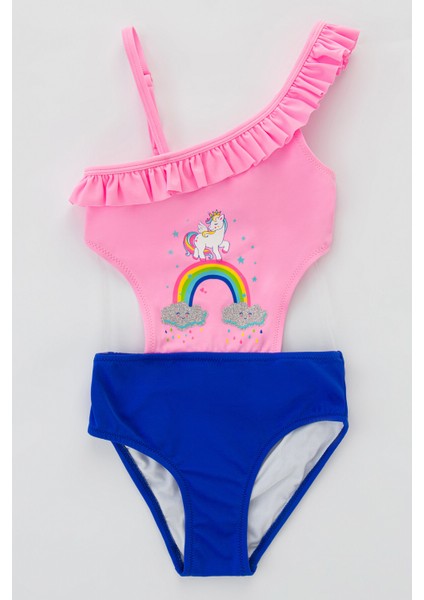 Açık Pembe Kız Çoçuk Rainbow Cloud Mayokini