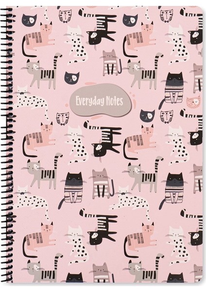Çizgili Defter Animal Friends 16.5 x 22.5 cm - Kediler