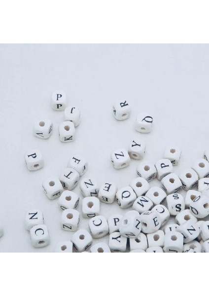 Beyaz Küp Zar Alfabe Harf Takı Boncuğu 10 mm Ahşap 1000 Adet fiyatları