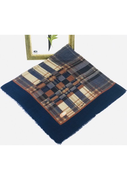 Flamlı Keten Tülbent Lacivert