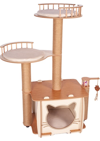 Happy Katlı Yataklı Kedi Evi - Kedi Tırmalaması