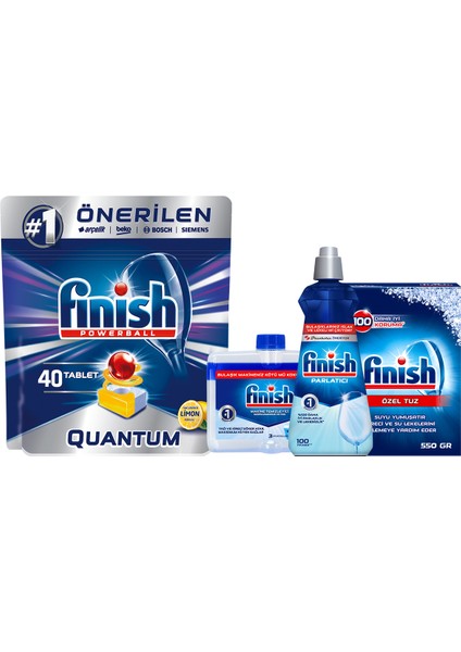 Quantum Bulaşık Makinesi Deterjanı Tableti Limonlu 40 Yıkama + Temizlik ve Bakım Seti