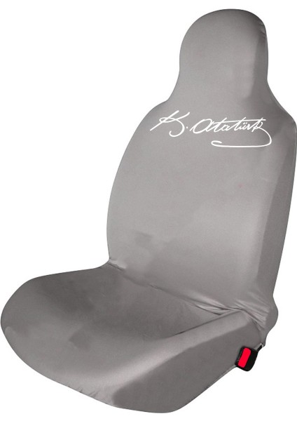 Seat Marbella Oto Koltuk Servis Kılıfı Penye K.atatürk Imza Baskılı Ön Arka Takım Gri