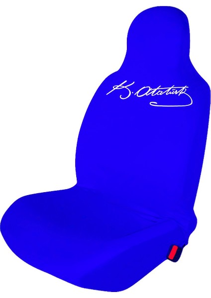 Seat Marbella Oto Koltuk Servis Kılıfı Penye K.atatürk Imza Baskılı Ön Arka Takım Mavi