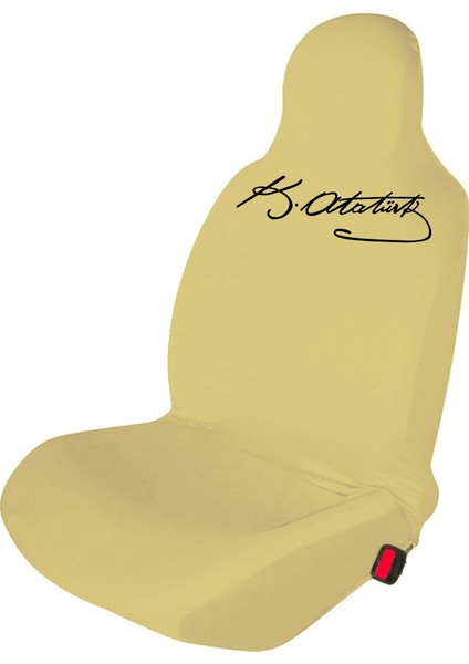 Pejo 406 Oto Koltuk Servis Kılıfı Penye K.atatürk Imza Baskılı Ön Arka Takım Kremrengi