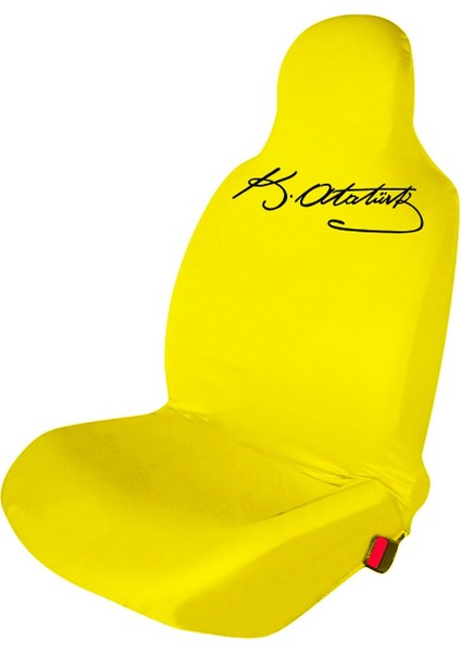 Ford Fusion Oto Koltuk Servis Kılıfı Penye K.atatürk Imza Baskılı Ön Arka Takım Sarı