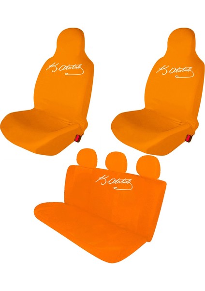 Chrysler Stratus Oto Koltuk Servis Kılıfı Penye K.atatürk Imza Baskılı Ön Arka Takım Turuncu fiyatları