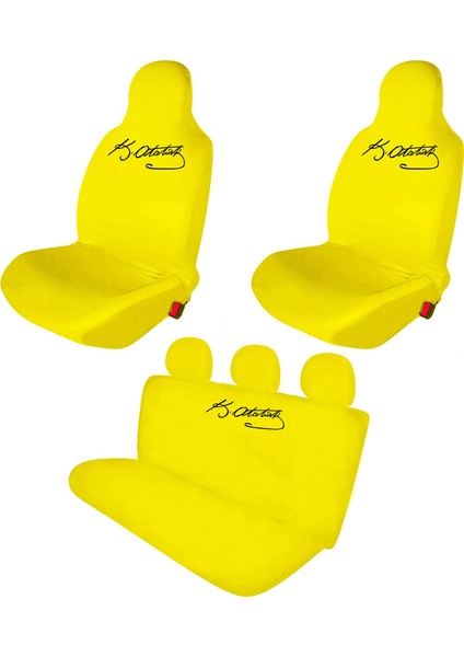 Fiat Punto Multijet Oto Koltuk Servis Kılıfı Penye K.atatürk Imza Baskılı Ön Arka Takım Sarı fiyatları