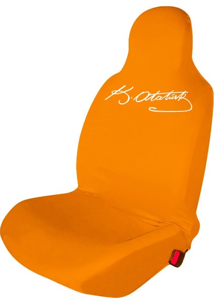 Volkswagen Passat Variant Oto Koltuk Servis Kılıfı Penye K.atatürk Imza Baskılı Ön Arka Takım Turuncu