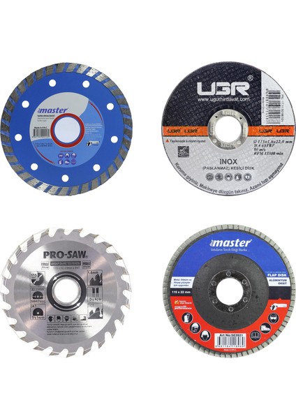 Mermer Metal Ahşap Granit Demir Fayans Kesme Flap Disk Seti (4 Parça)