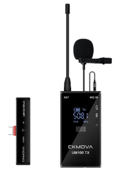 UM100 Kit-3 Ultra Kompakt Type-C Girişli 1 Alıcı 1 Vericili Uhf Kablosuz Yaka Mikrofon Seti