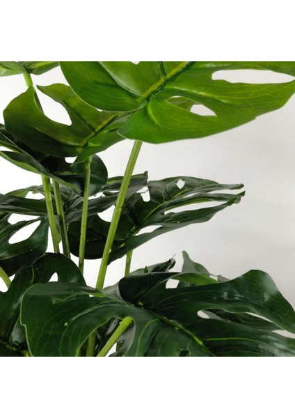 Yapay Ağaç Salon Bitkisi Monstera 70 cm 18 Yaprak Antrasit Saksıda