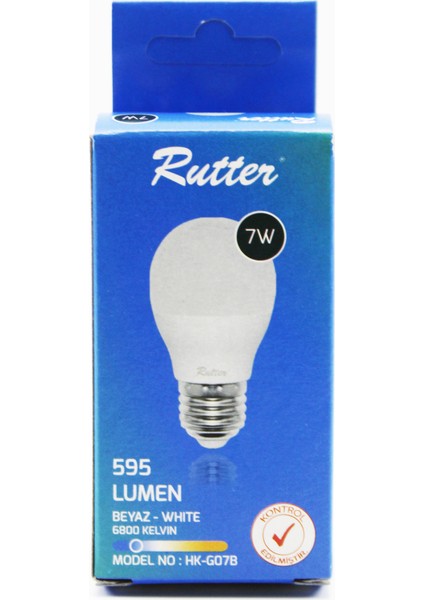 7W - 6800K - 595 Lumen LED Ampul Beyaz Işık E27