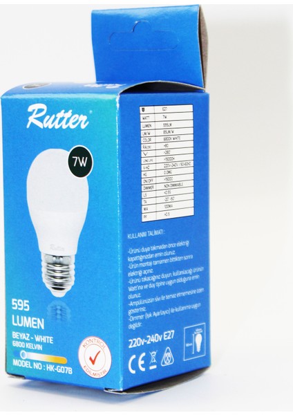 7W - 6800K - 595 Lumen LED Ampul Beyaz Işık E27 fiyatları