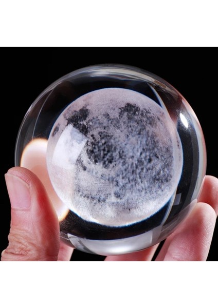 Renk Değiştiren LED Işıklı Dolunay Pilli Cam Küre 6 cm