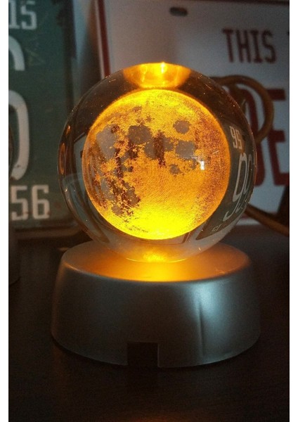 Renk Değiştiren LED Işıklı Dolunay Pilli Cam Küre 6 cm modelleri