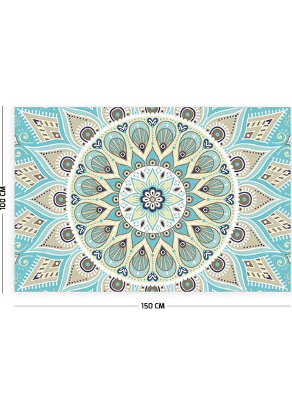 Mandala Duvar Örtüsü Halısı 150 x 100 cm