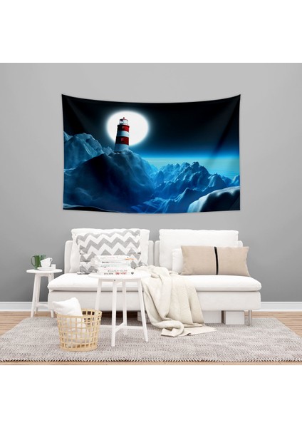 Deniz Feneri Manzara Duvar Örtüsü Halısı 150 x 100 cm